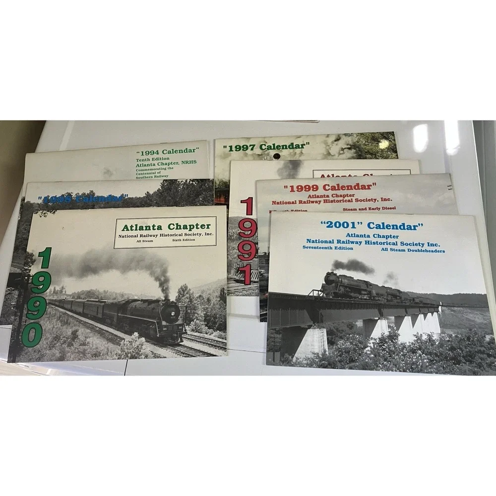 Vintage Atlanta Chapter NRHS Railroad Calendars Lot 1990s Steam‎ Trains